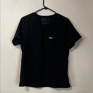 FIGS Black Catarina One Pocket V-Neck Scrub Top